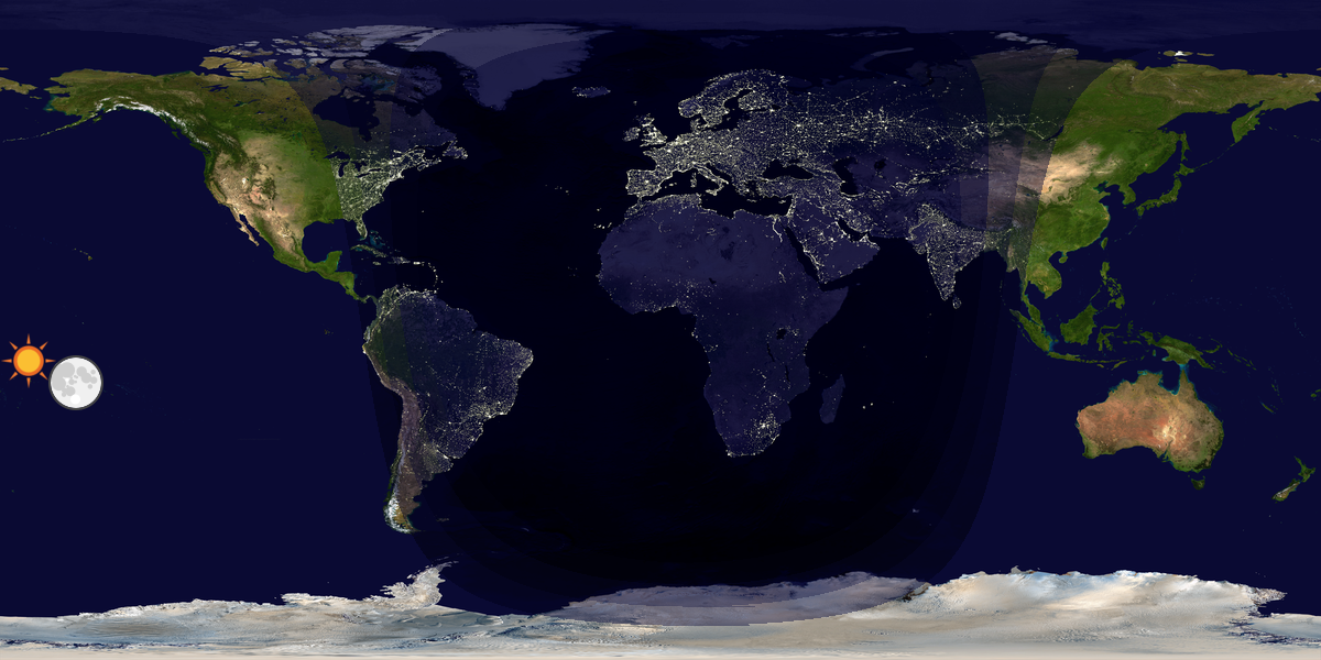 Verdenskart som viser dag og natt 