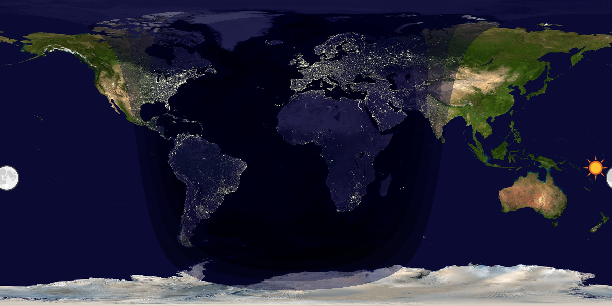 Verdenskart som viser dag og natt 