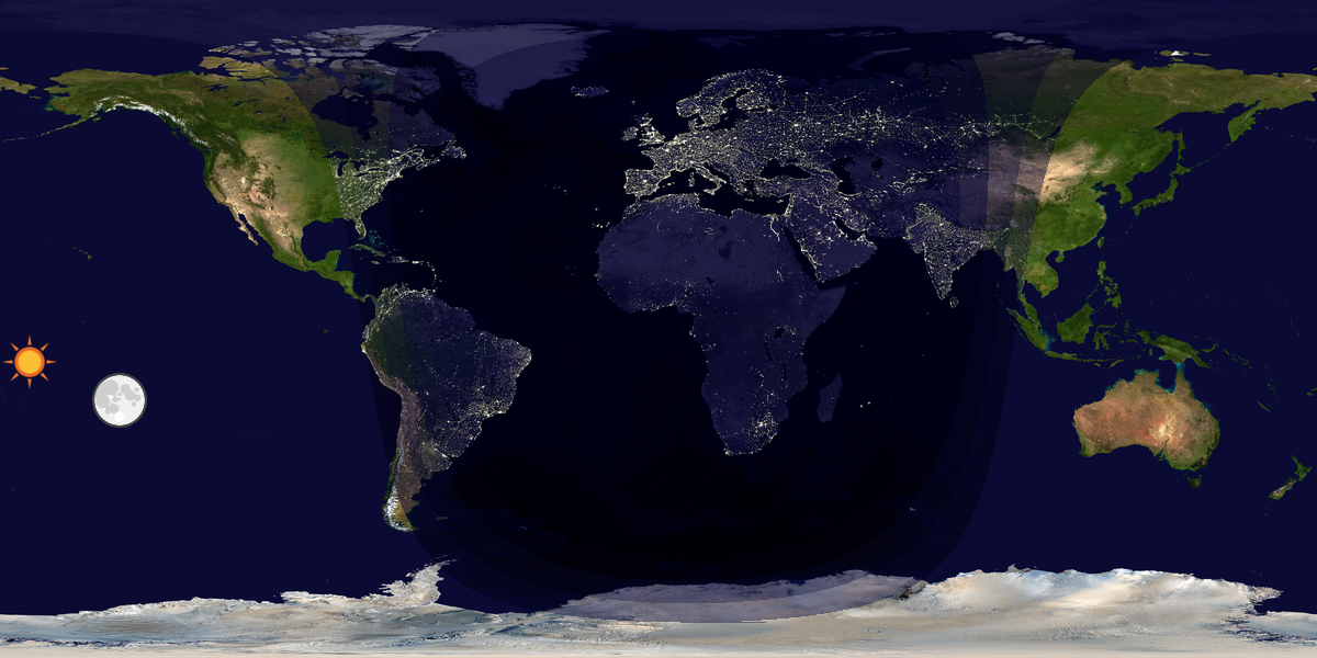 Verdenskart som viser dag og natt 