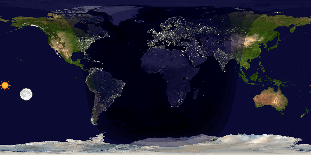 Verdenskart som viser dag og natt 