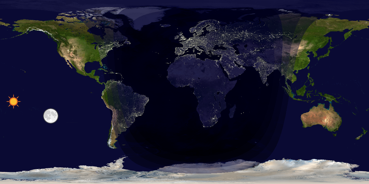 Verdenskart som viser dag og natt 