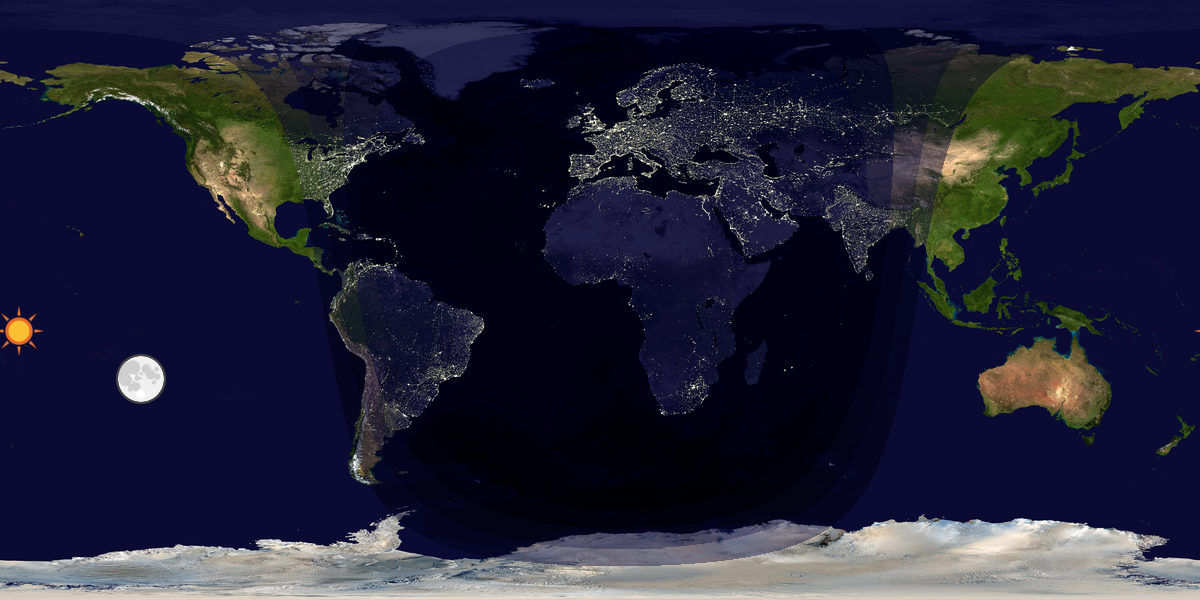 Verdenskart som viser dag og natt 