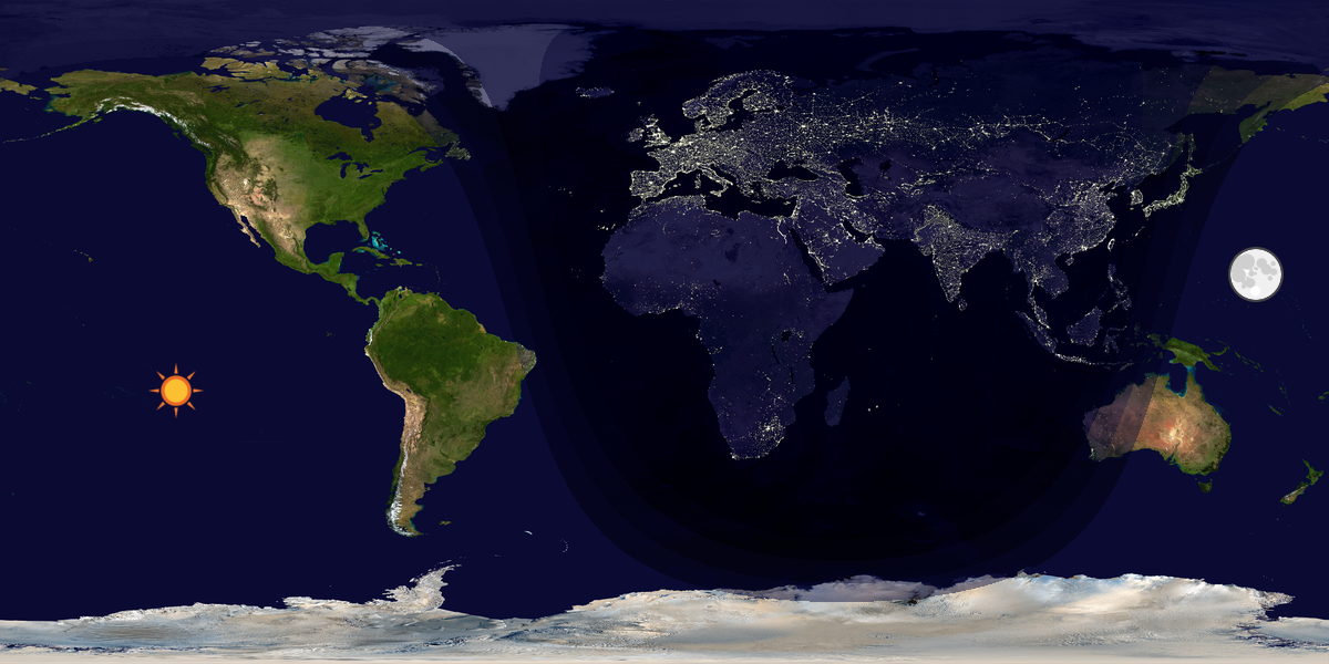 Verdenskart som viser dag og natt 