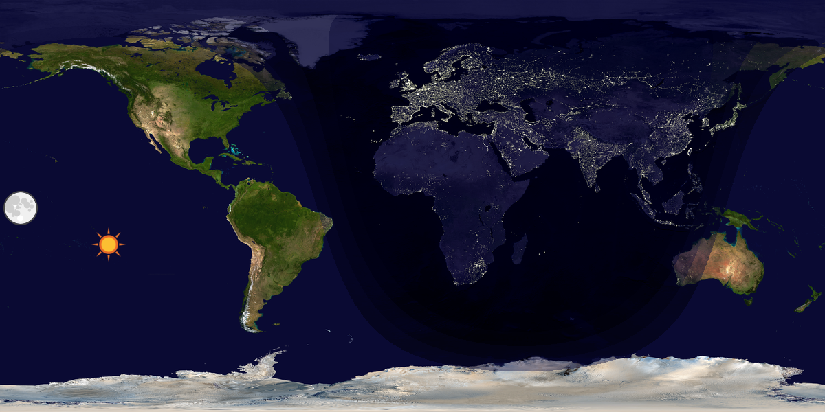 Verdenskart som viser dag og natt 