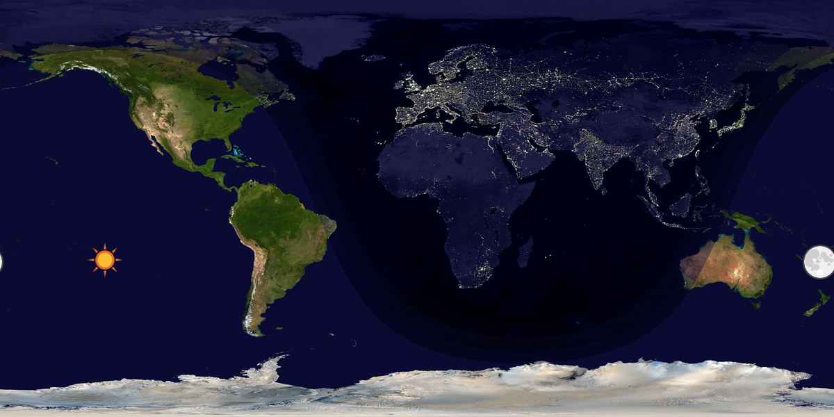 Verdenskart som viser dag og natt 