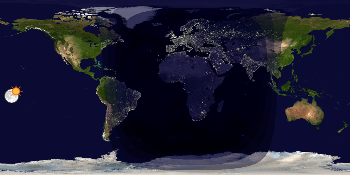Verdenskart som viser dag og natt 