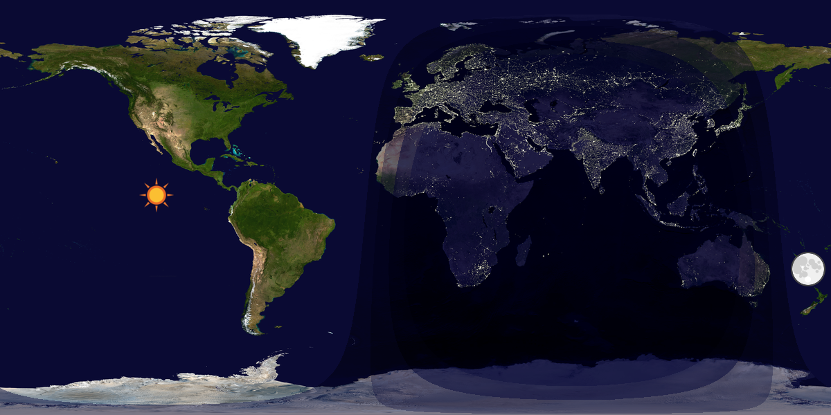 Verdenskart som viser dag og natt 