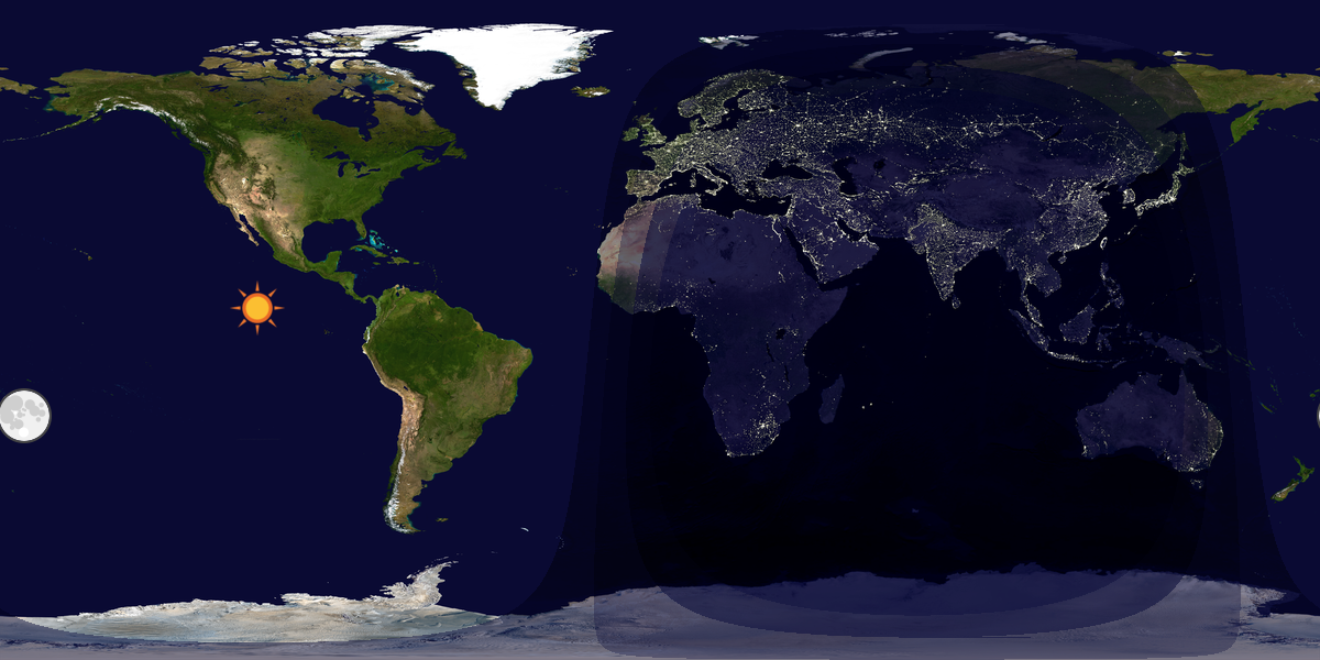 Verdenskart som viser dag og natt 
