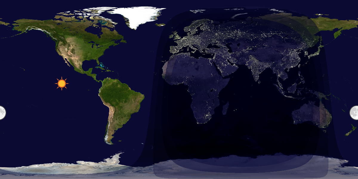 Verdenskart som viser dag og natt 