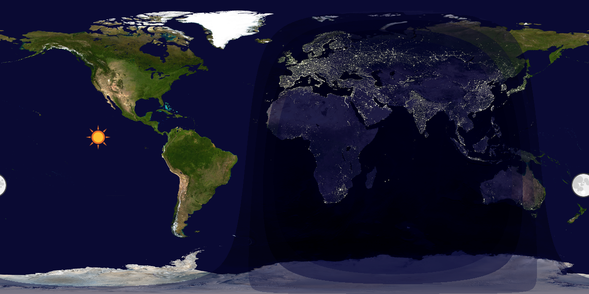 Verdenskart som viser dag og natt 