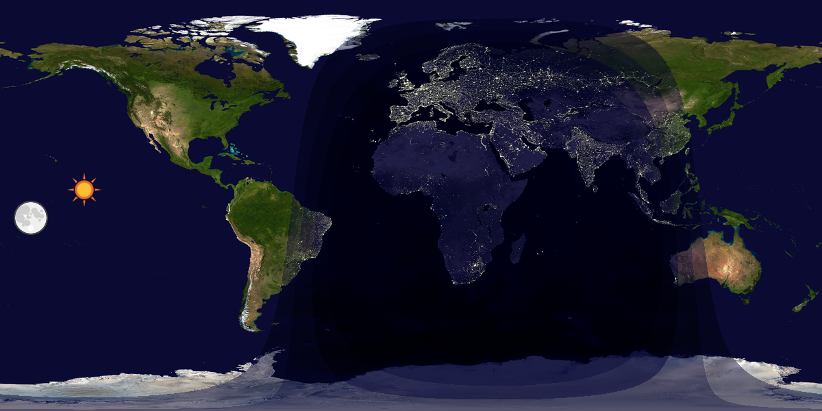 Verdenskart som viser dag og natt 