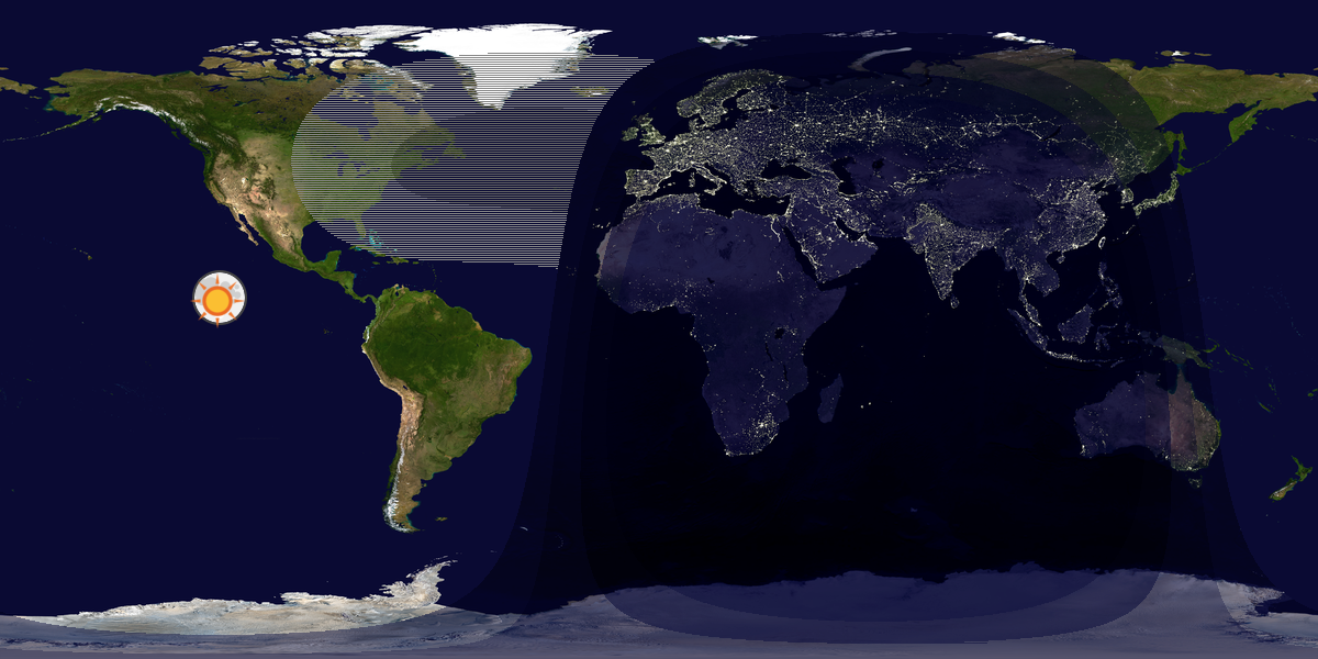 Verdenskart som viser dag og natt 