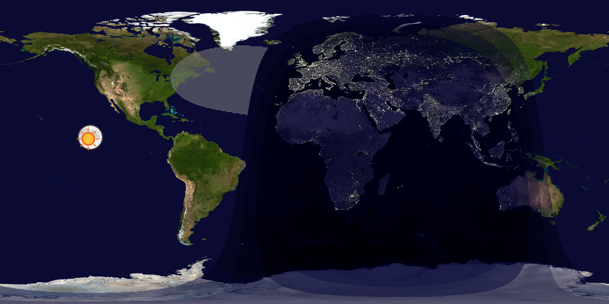 Verdenskart som viser dag og natt 