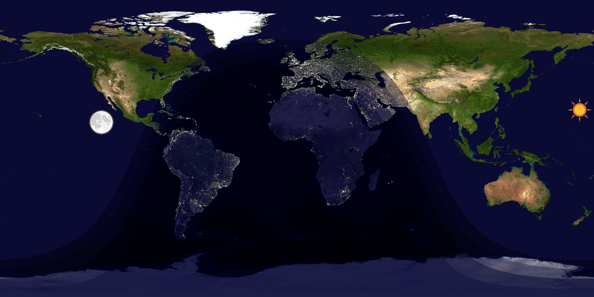 Verdenskart som viser dag og natt 