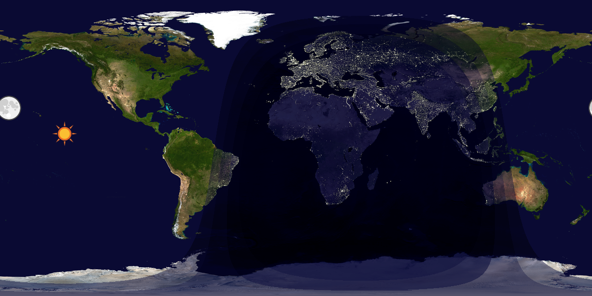 Verdenskart som viser dag og natt 