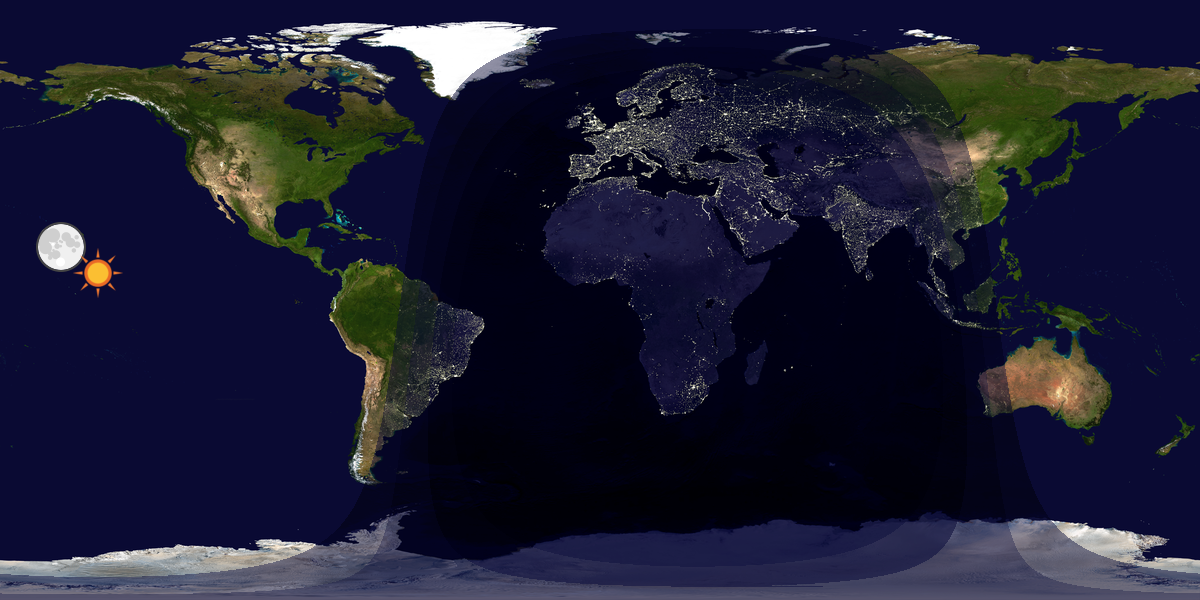 Verdenskart som viser dag og natt 