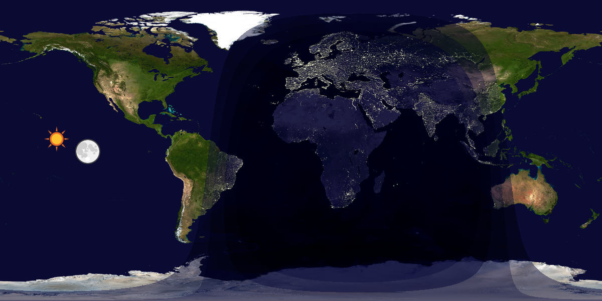 Verdenskart som viser dag og natt 