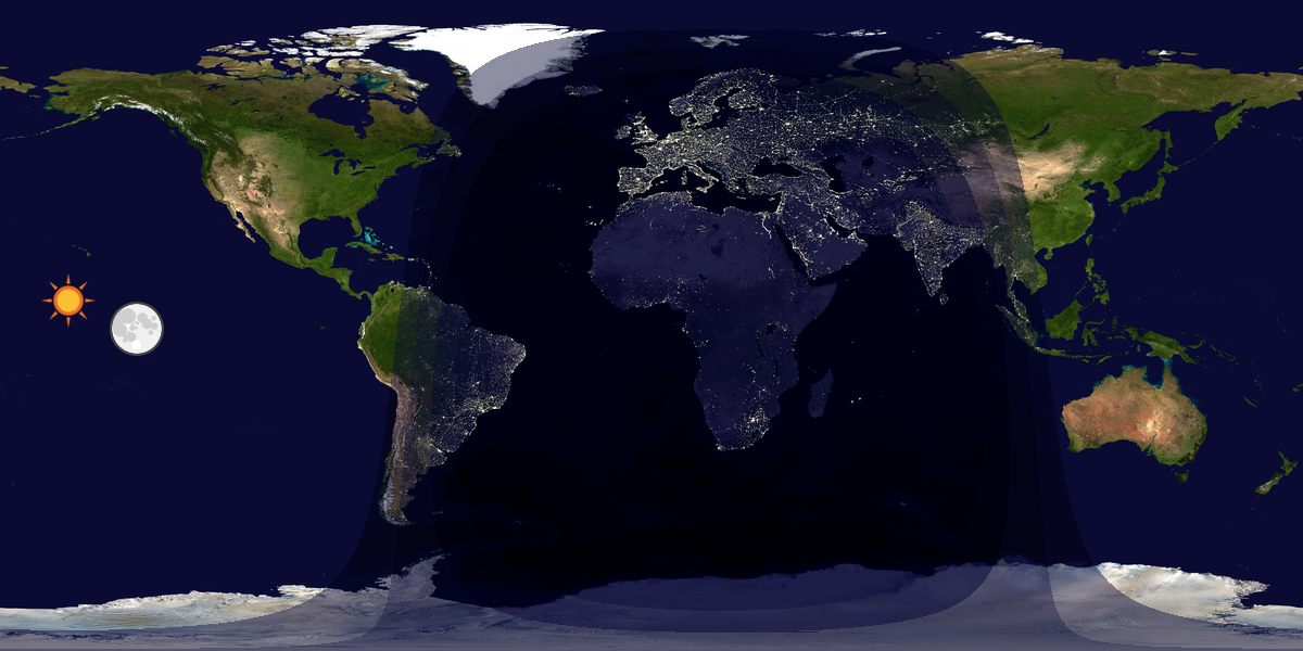 Verdenskart som viser dag og natt 