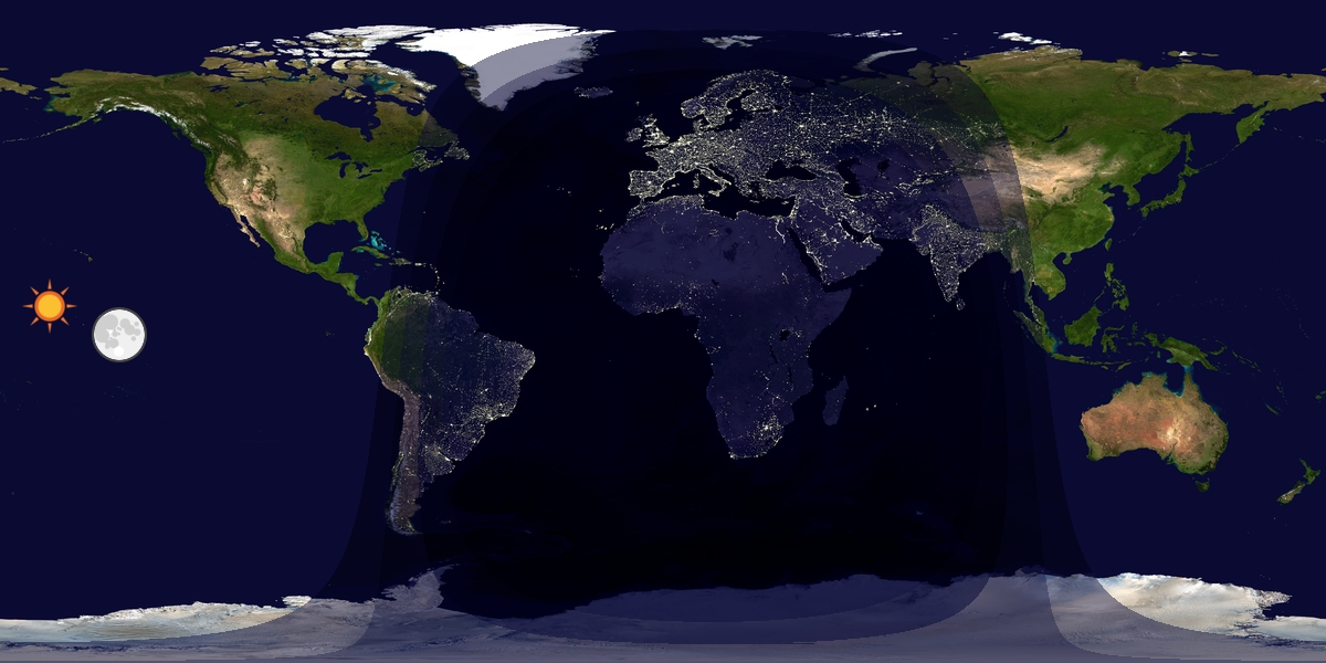 Verdenskart som viser dag og natt 