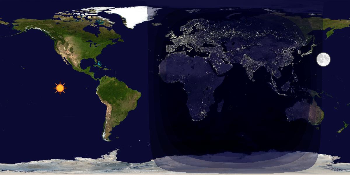 Verdenskart som viser dag og natt 