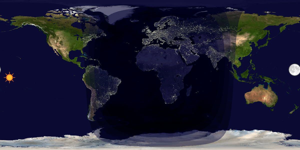 Verdenskart som viser dag og natt 