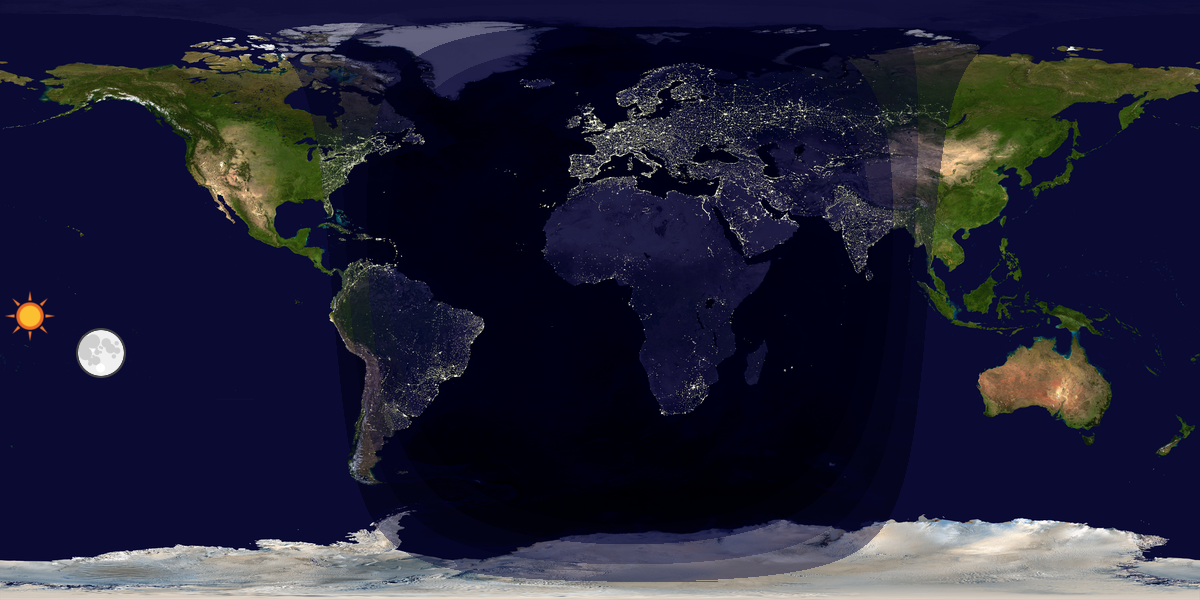 Verdenskart som viser dag og natt 