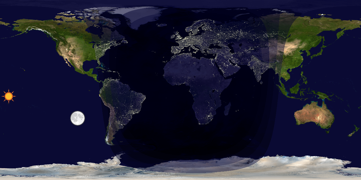 Verdenskart som viser dag og natt 