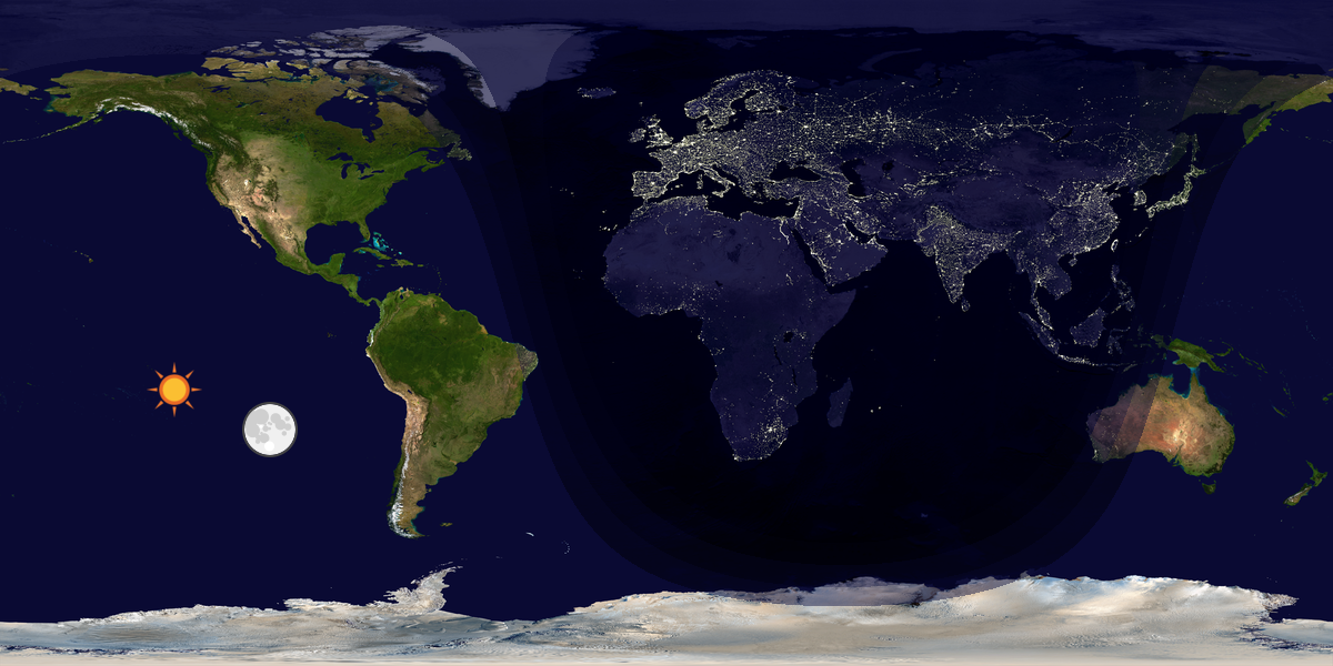 Verdenskart som viser dag og natt 