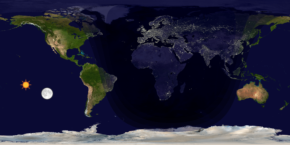 Verdenskart som viser dag og natt 