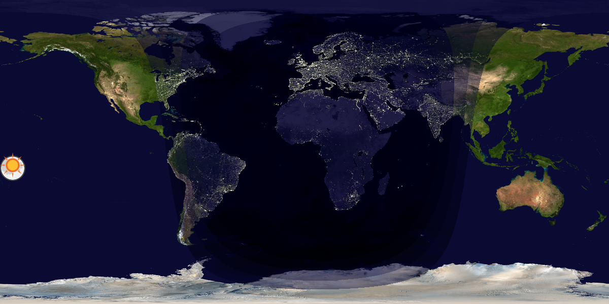 Verdenskart som viser dag og natt 