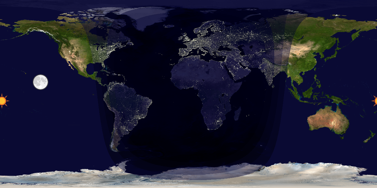 Verdenskart som viser dag og natt 