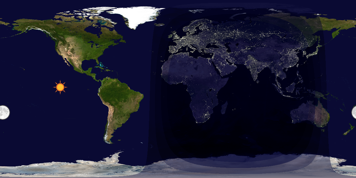 Verdenskart som viser dag og natt 