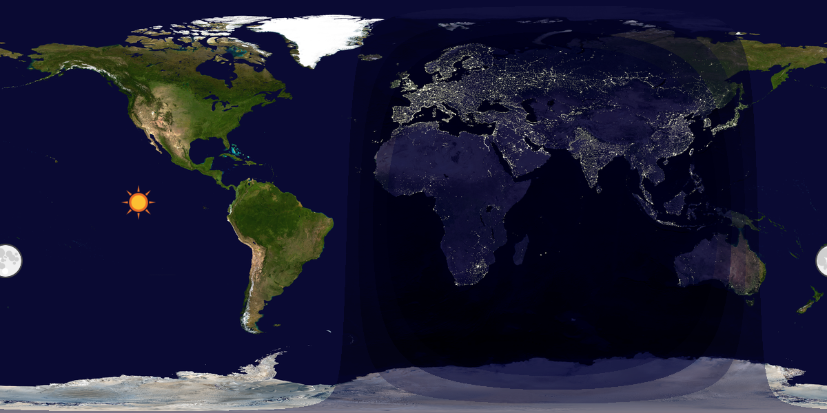 Verdenskart som viser dag og natt 