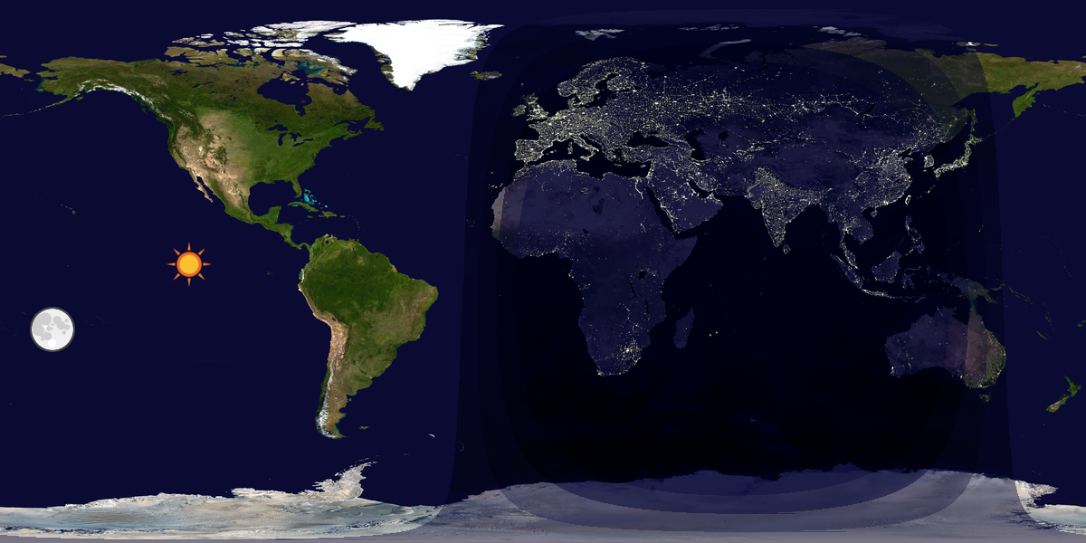 Verdenskart som viser dag og natt 
