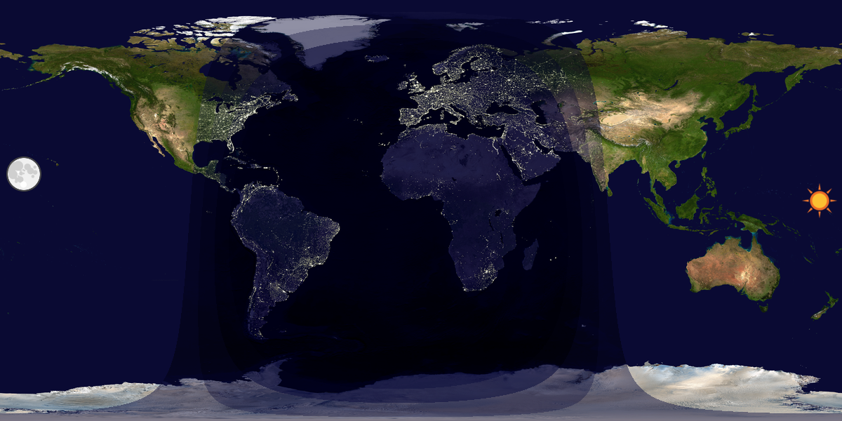 Verdenskart som viser dag og natt 