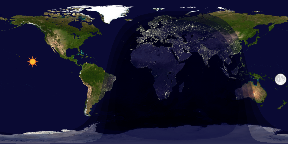 Verdenskart som viser dag og natt 