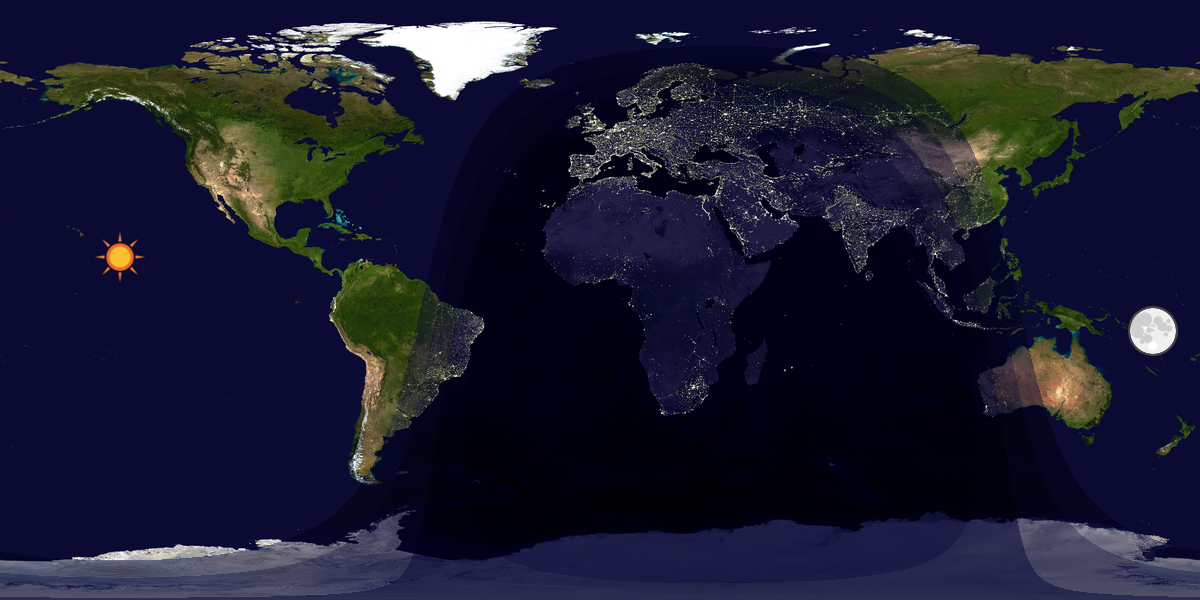 Verdenskart som viser dag og natt 