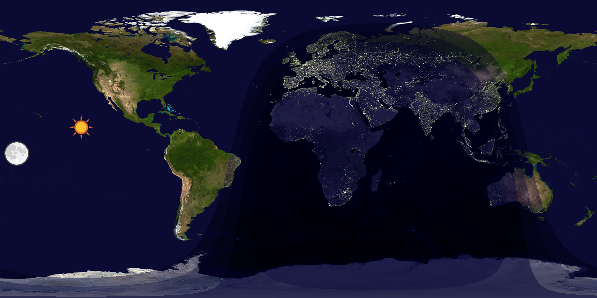 Verdenskart som viser dag og natt 