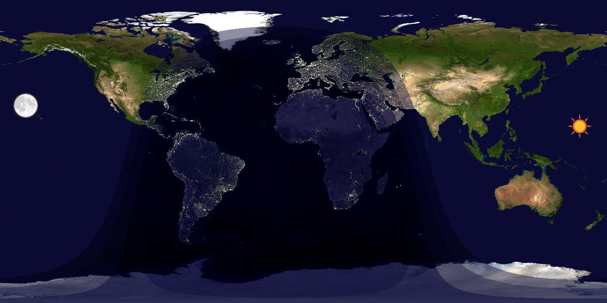 Verdenskart som viser dag og natt 
