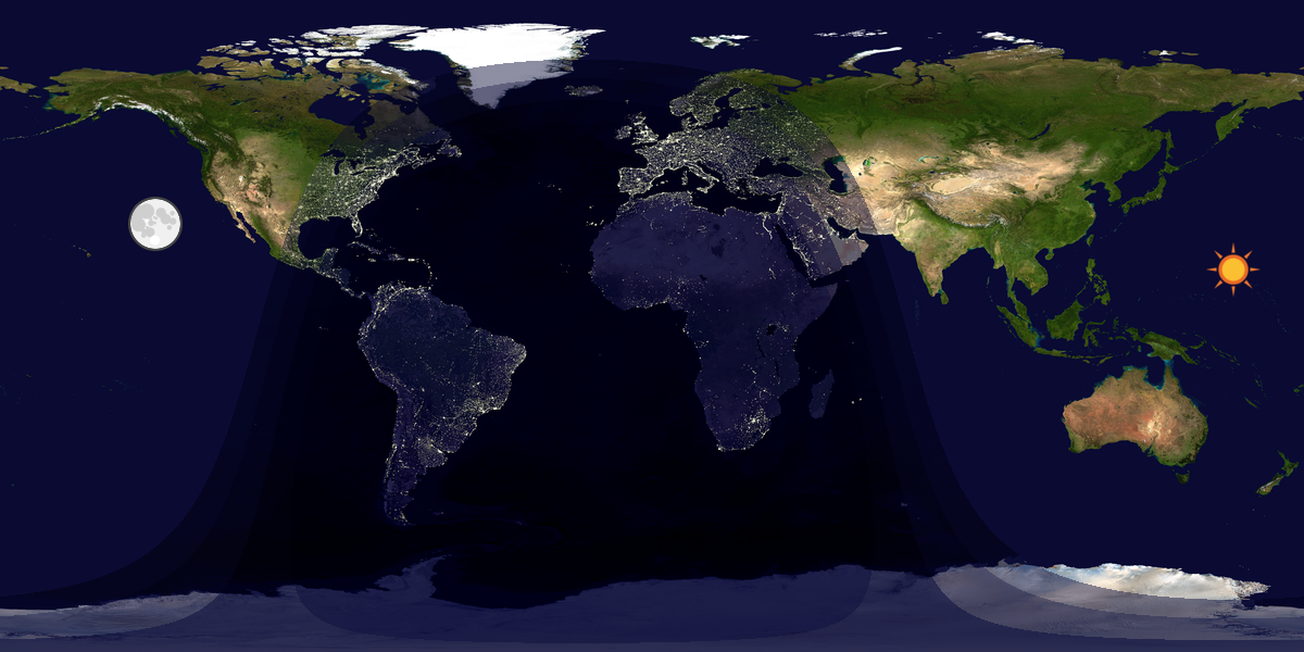 Verdenskart som viser dag og natt 