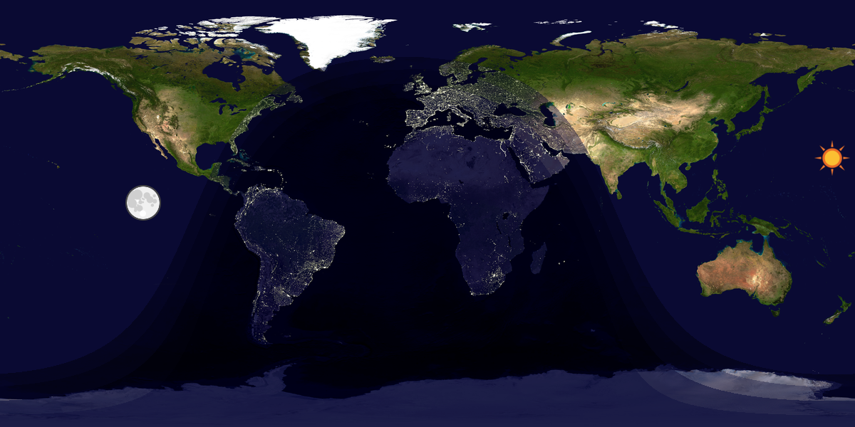 Verdenskart som viser dag og natt 