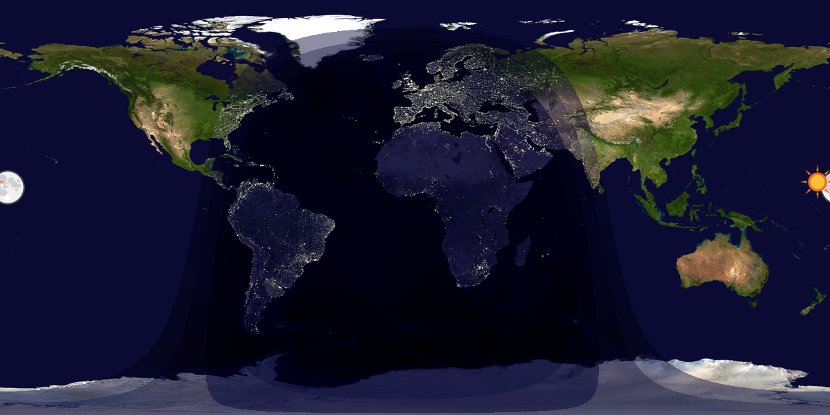 Verdenskart som viser dag og natt 