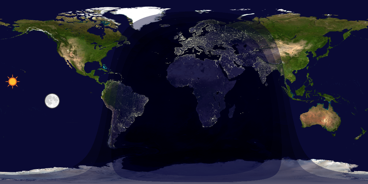 Verdenskart som viser dag og natt 