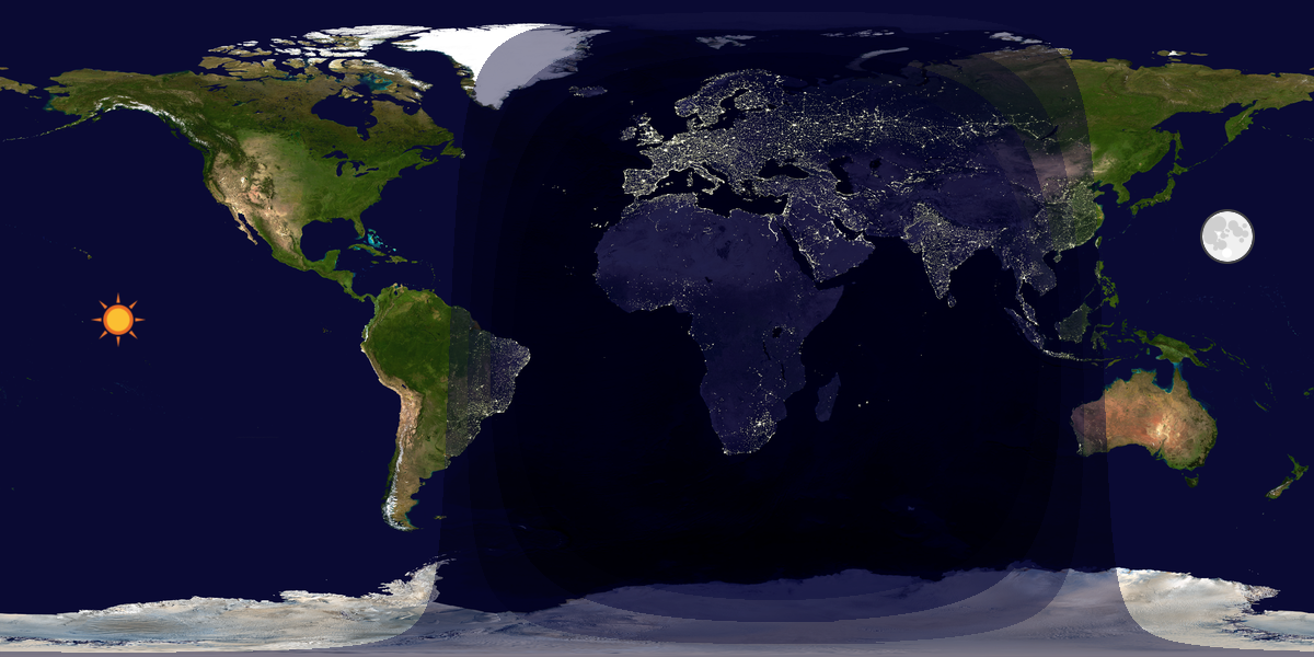 Verdenskart som viser dag og natt 