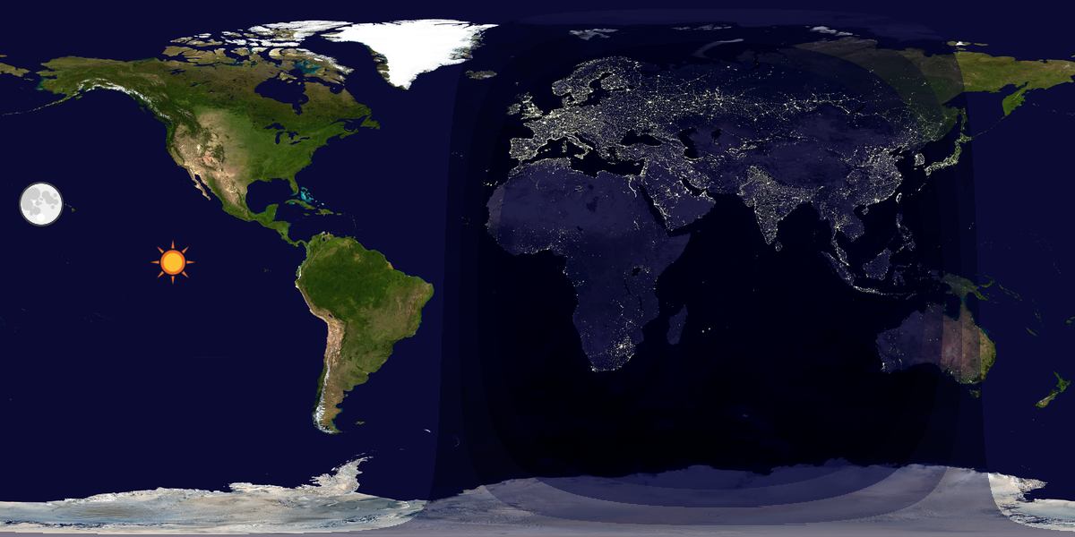 Verdenskart som viser dag og natt 
