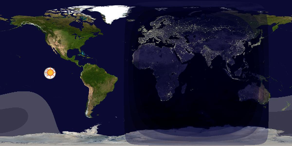 Verdenskart som viser dag og natt 