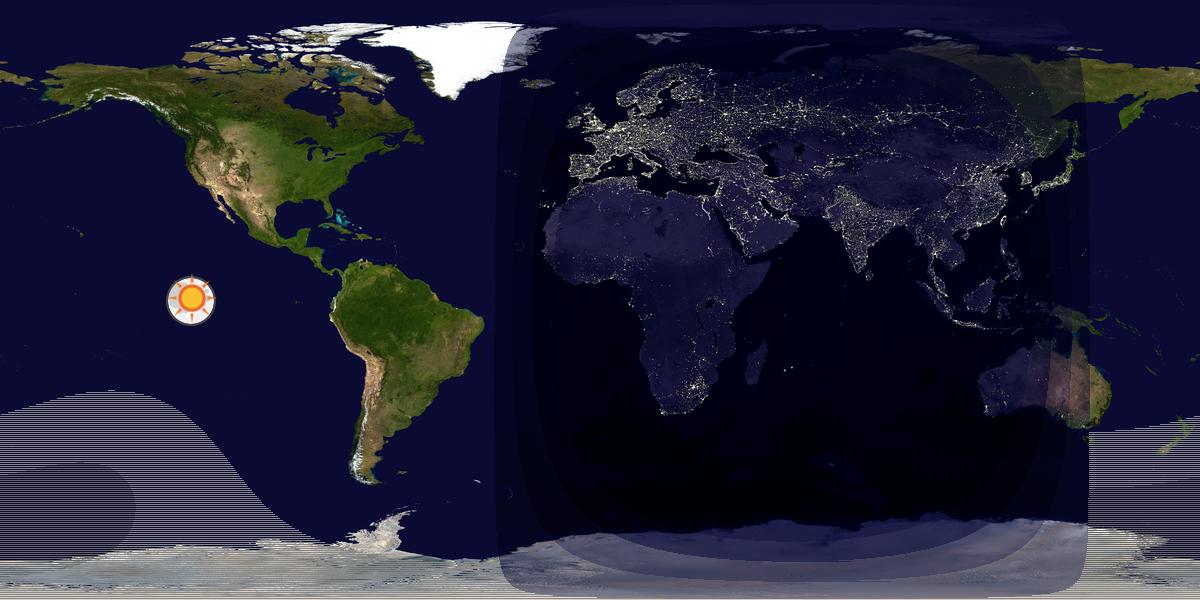 Verdenskart som viser dag og natt 