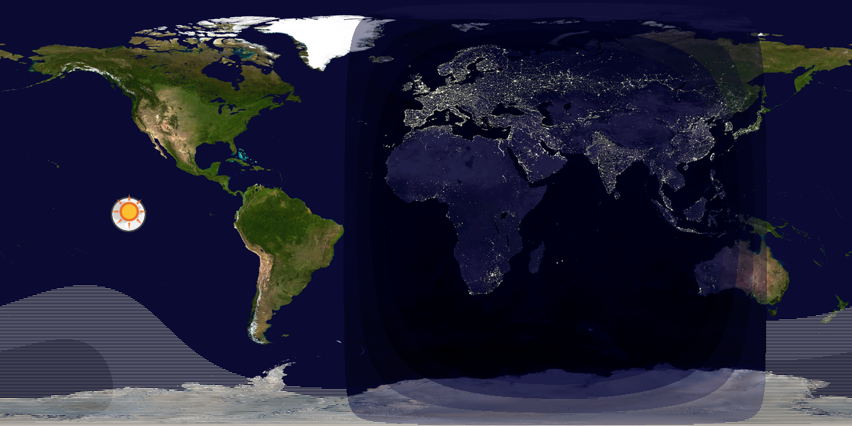 Verdenskart som viser dag og natt 