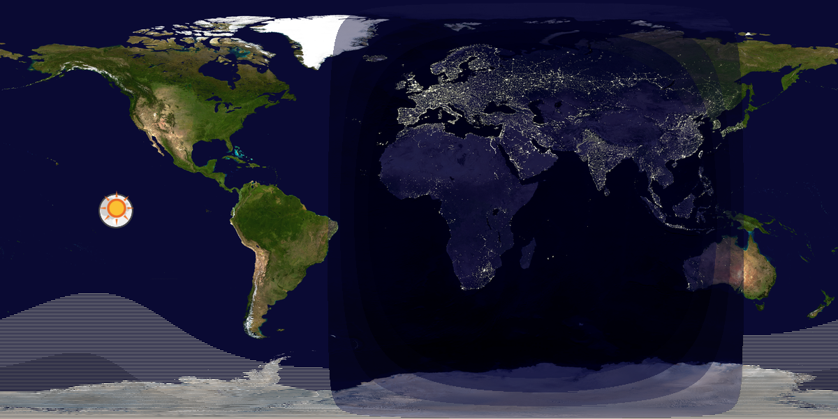 Verdenskart som viser dag og natt 