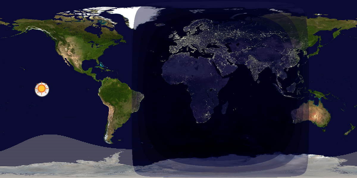 Verdenskart som viser dag og natt 